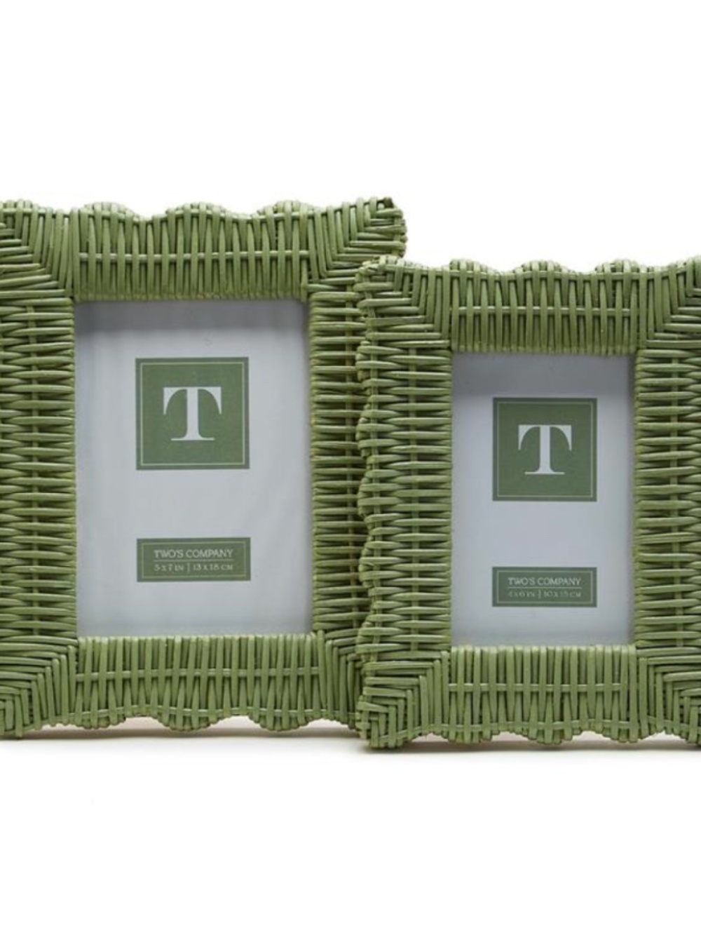 S/2 Green Wicker Weave Photo Frame